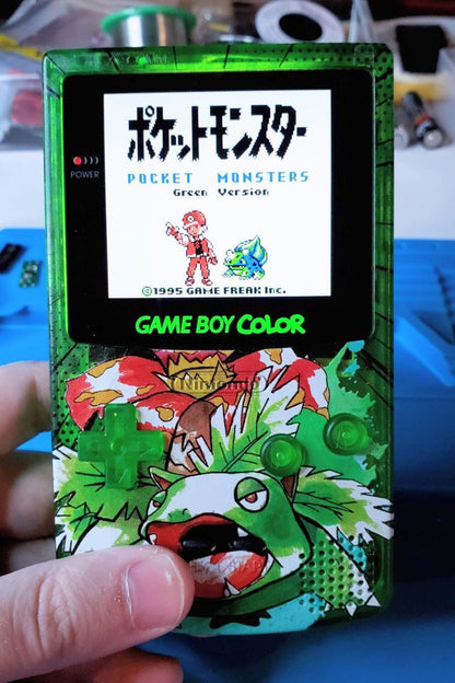 Custom Green Gameboy Color with IPS Display and Backlit Logo